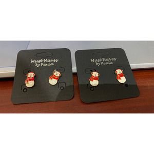 Lot of 2 New Snowman w Red Earmuffs Scarf Enamel Small Pierced Post Earring Sets